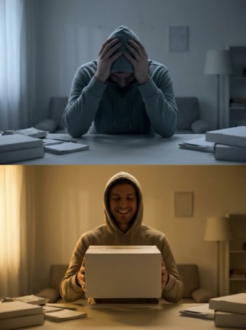 Problem / solution — example of a video ad style made with Woila