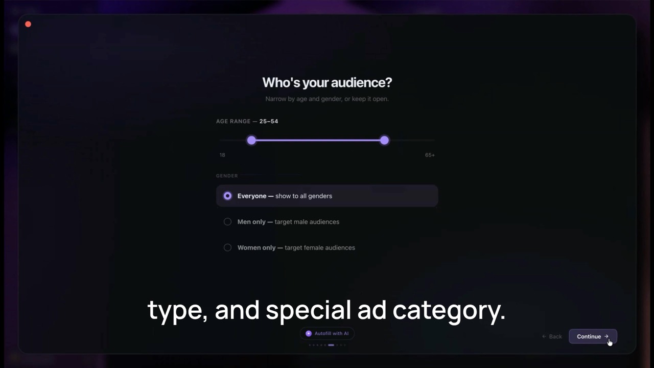 Screenshot from the Woila demo: Create Meta campaigns, guided.